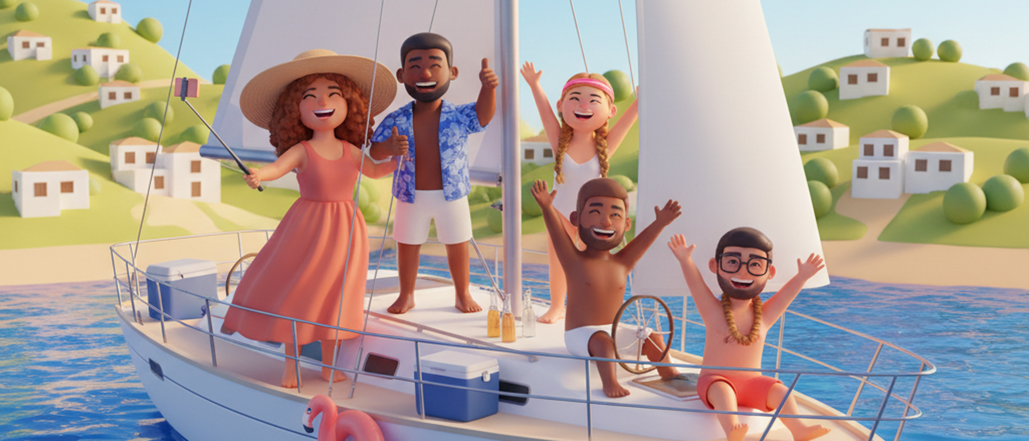 Friends on boat day adventure