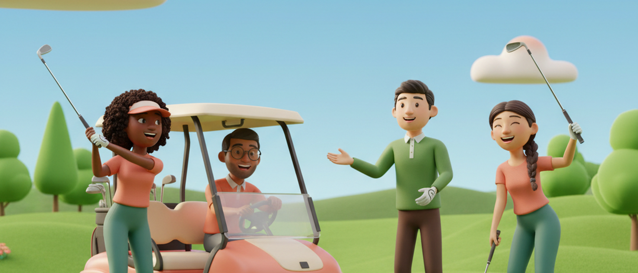 Friends golfing together