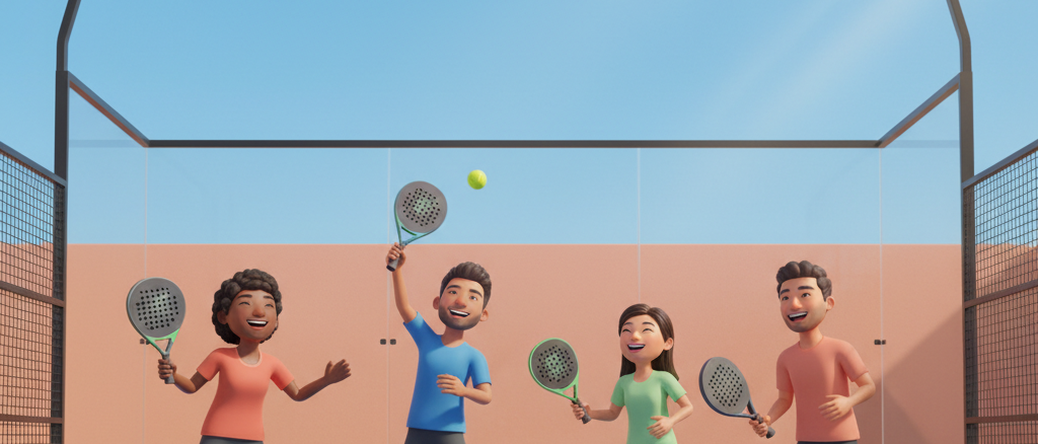 Friends playing padel tennis