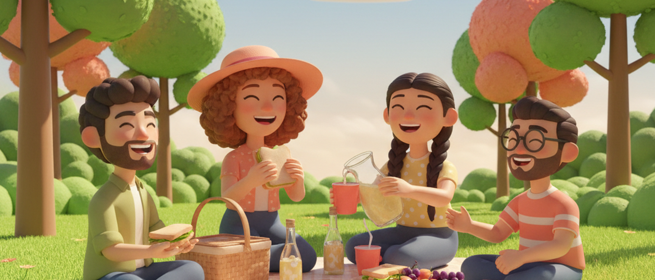 Friends having picnic in park